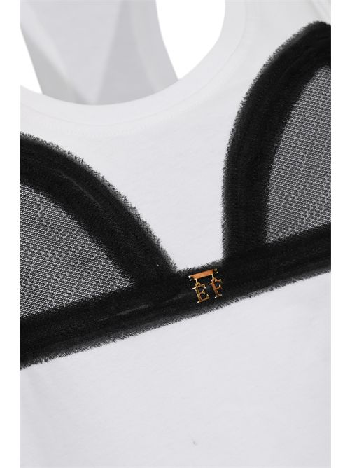 Canottiera con applicazione in tulle e logo Elisabetta Franchi | CN00761E2392